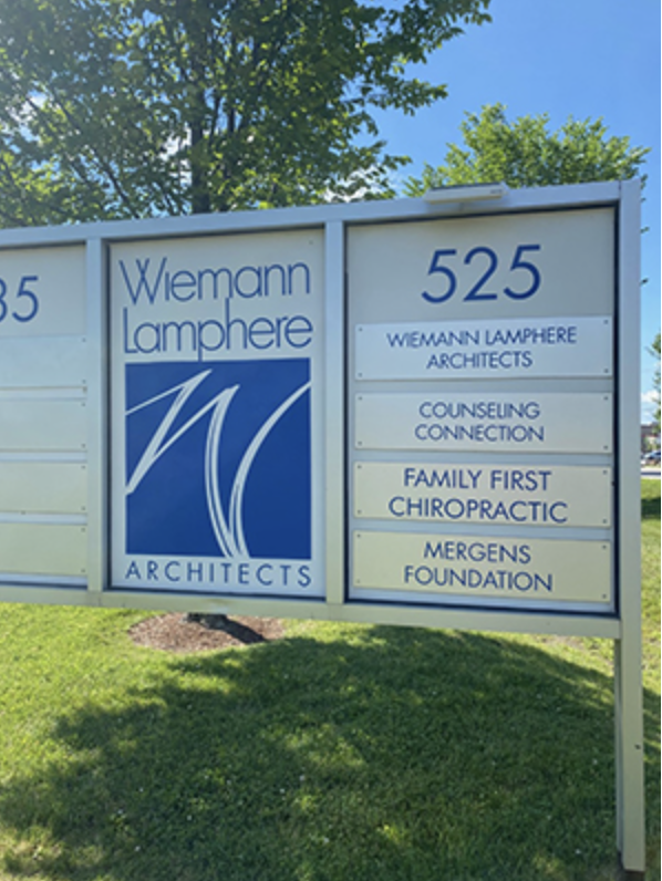 Exterior monument sign listing Family First Chiropractic at 525 Hercules Drive